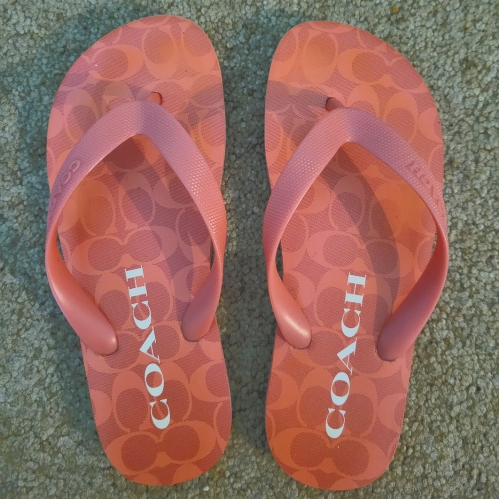Pink Coach Flip Flops - Size 6